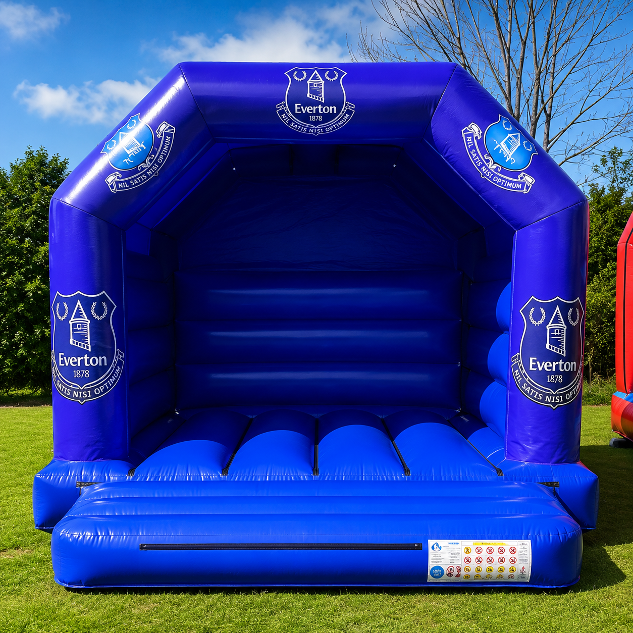 Everton-themed blue bouncy castle