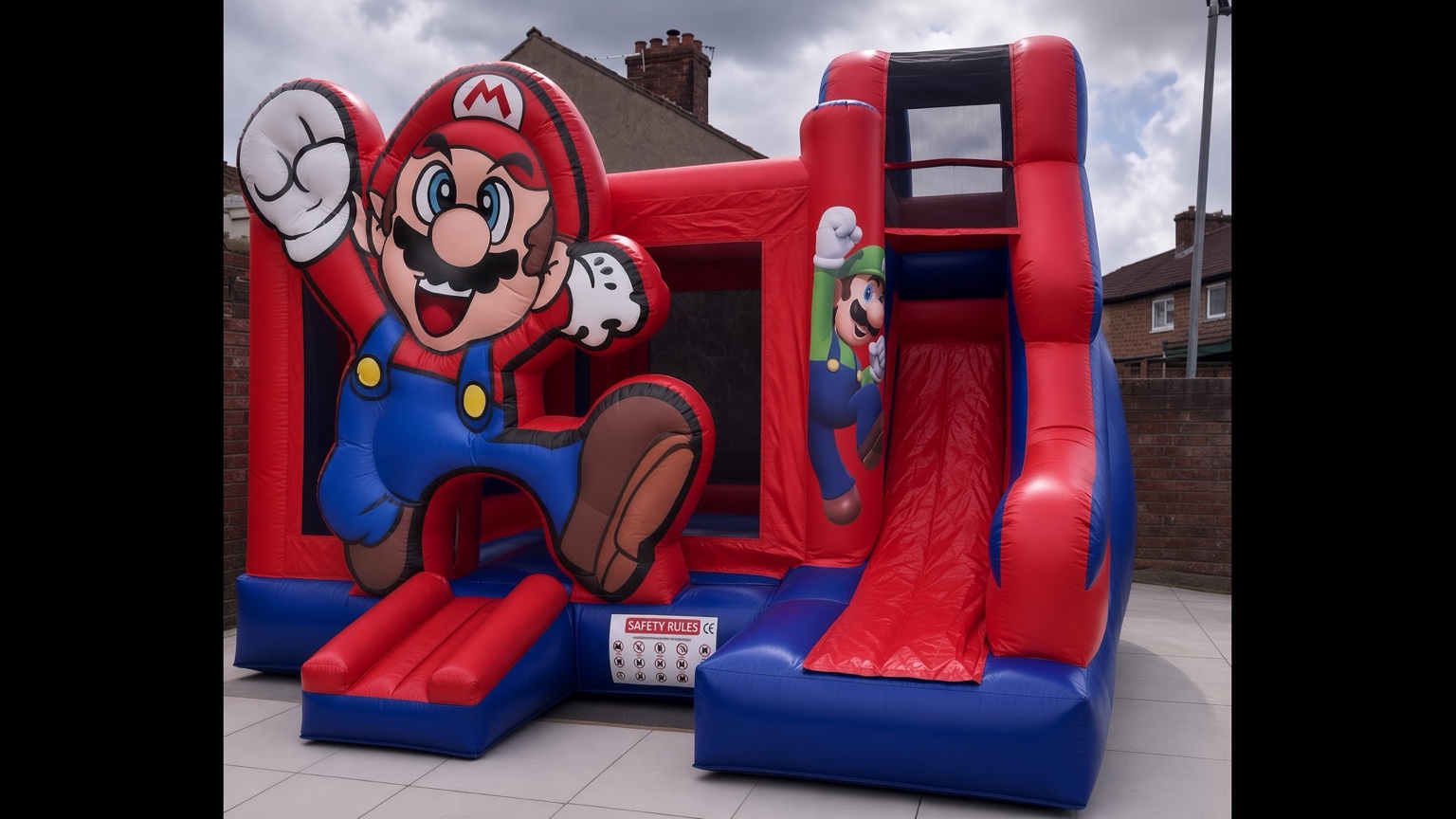 Red and blue Mario-themed bounce and slide combo